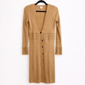 Jason Wu Wool Cashmere Ribbed Maxi Dress Camel XS Button Front